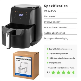 Cheqo® Airfryer 6L Heteluchtfriteuse