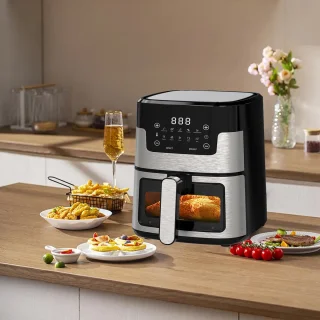 CHIWIN Airfryer 5L Heteluchtfriteuse Touchscreen RVS Veiligheidsglas