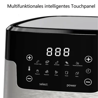 CHIWIN Airfryer 5L Heteluchtfriteuse Touchscreen RVS Veiligheidsglas