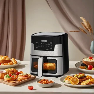 CHIWIN Airfryer 5L Heteluchtfriteuse Touchscreen RVS Veiligheidsglas