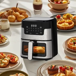 CHIWIN Airfryer 5L Heteluchtfriteuse Touchscreen RVS Veiligheidsglas