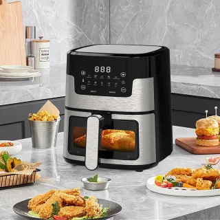 CHIWIN Airfryer 5L Heteluchtfriteuse Touchscreen RVS Veiligheidsglas