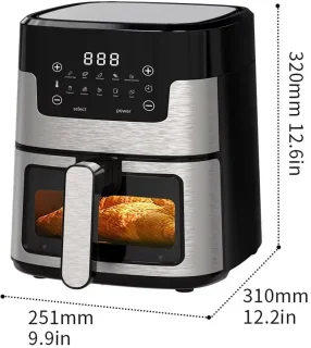 CHIWIN Airfryer 5L Heteluchtfriteuse Touchscreen RVS Veiligheidsglas