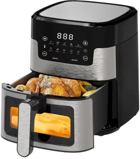 CHIWIN Airfryer 5L Heteluchtfriteuse Touchscreen RVS Veiligheidsglas