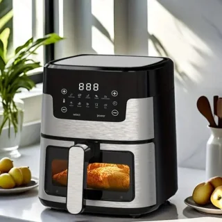 CHIWIN Airfryer 5L Heteluchtfriteuse Touchscreen RVS Veiligheidsglas