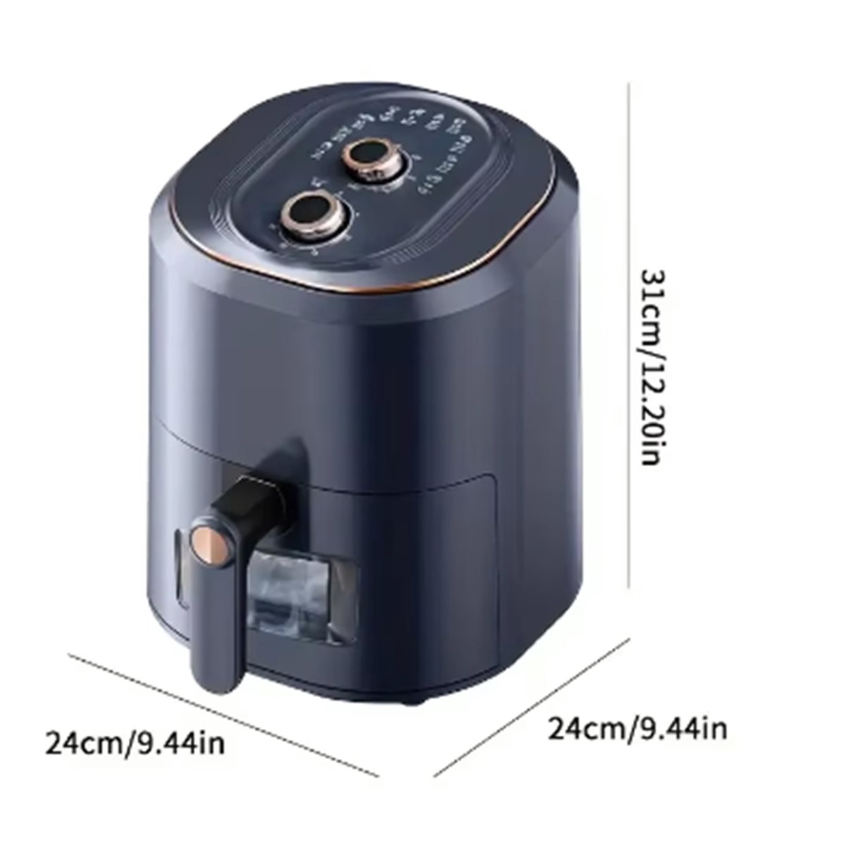 CHIWIN Airfryer 7.5L Donkerblauw met Draaiknoppen 1500W