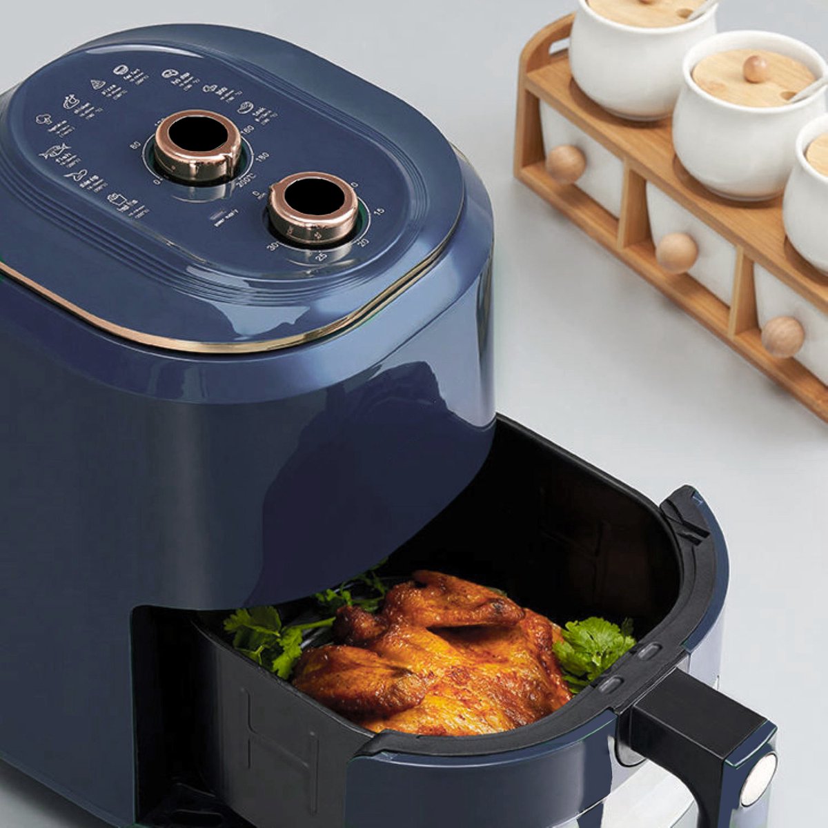 CHIWIN Airfryer 7.5L Donkerblauw met Draaiknoppen 1500W