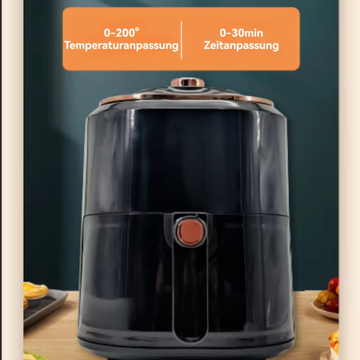 CHIWIN Airfryer 7.5L Donkerblauw met Draaiknoppen 1500W