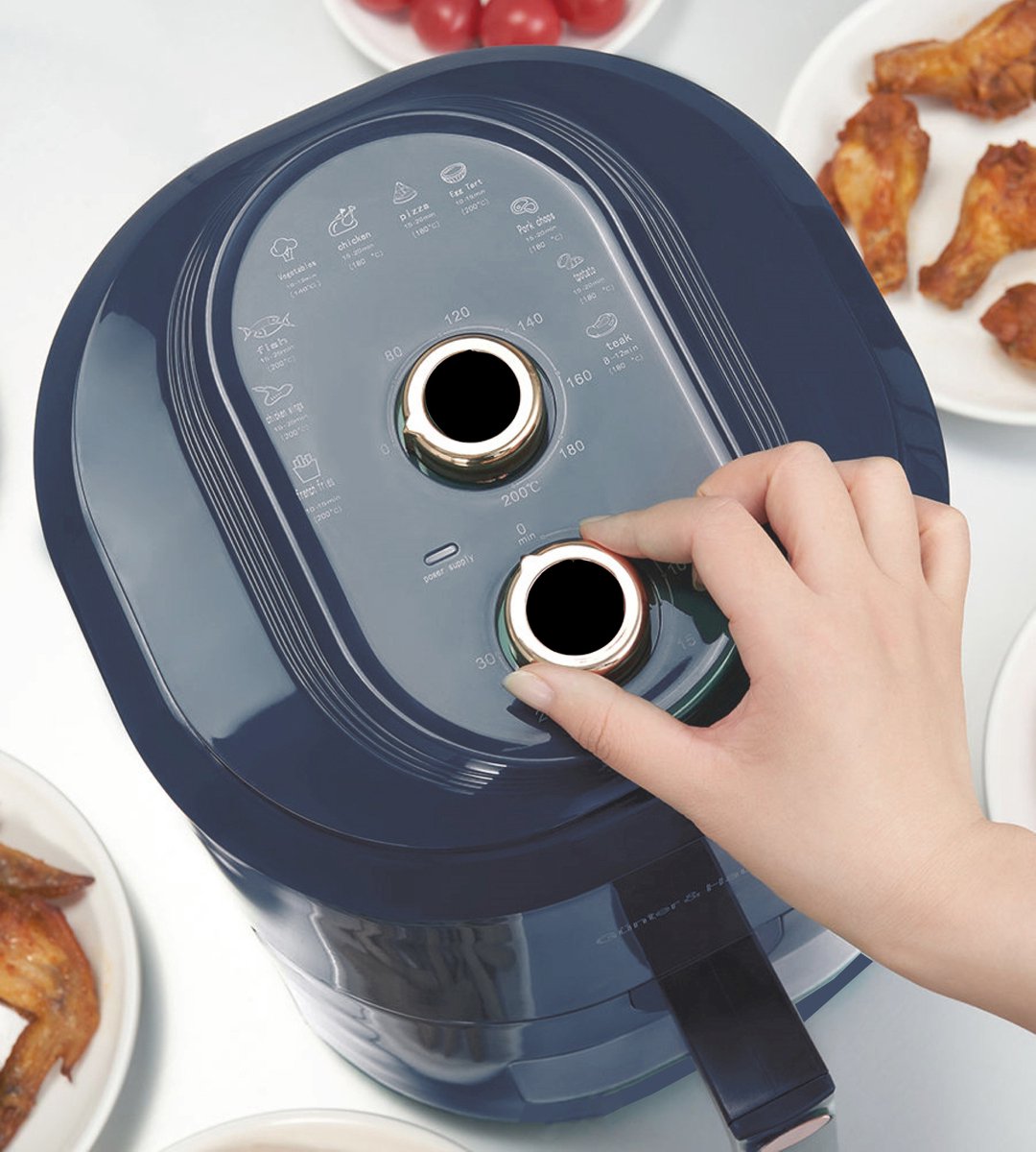 CHIWIN Airfryer 7.5L Donkerblauw met Draaiknoppen 1500W