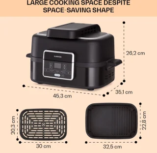 Combo Air Grill heteluchtfriteuse 1500W 4,5L + 2,5L