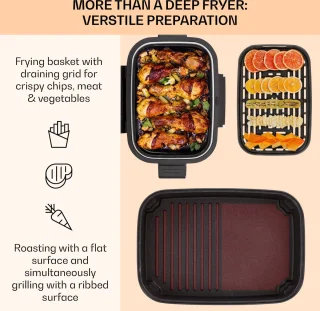 Combo Air Grill heteluchtfriteuse 1500W 4,5L + 2,5L