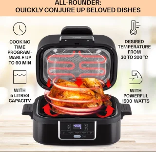 Combo Air Grill heteluchtfriteuse 1500W 4,5L + 2,5L