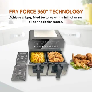 COMFY NEST Dubbele XXL Airfryer 9L Zwart/Zilver