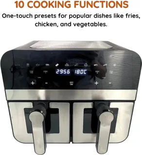 COMFY NEST Dubbele XXL Airfryer 9L Zwart/Zilver