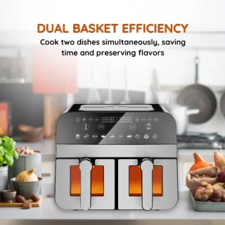 COMFY NEST Dubbele XXL Airfryer 9L Zwart/Zilver