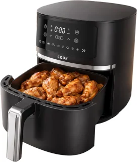 De COOK-IT Airfryer Heteluchtfriteuse 6L XL Zwart/RVS in één oogopslag