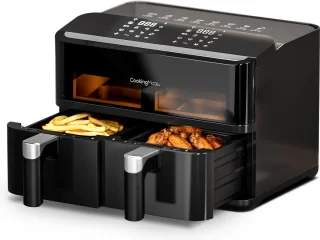 CookingMate Dubbele Airfryer 2x4,5L Zwart