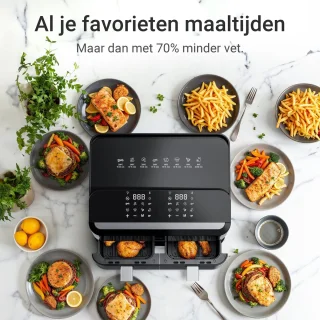 CookingMate Dubbele Airfryer 2x4,5L Zwart