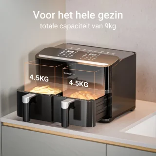 CookingMate Dubbele Airfryer 2x4,5L Zwart