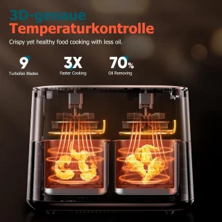 Cookwise Dual Zone Air Fryer 2 Lades Zwart