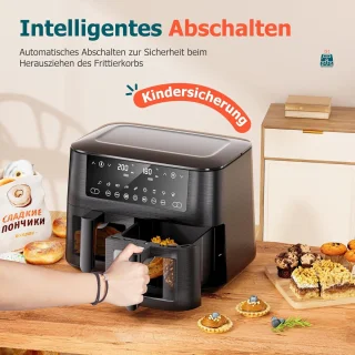 Cookwise Dual Zone Air Fryer 2 Lades Zwart