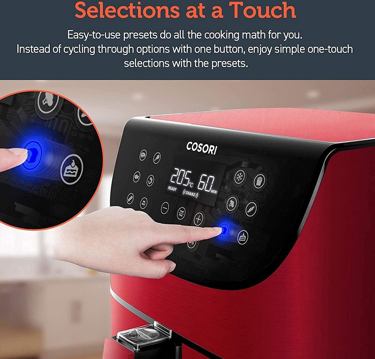 Cosori CP158 AFRXR 5.5L Heteluchtfriteuse Rood