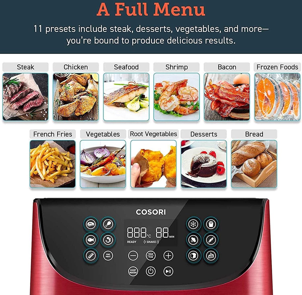 Cosori CP158 AFRXR 5.5L Heteluchtfriteuse Rood