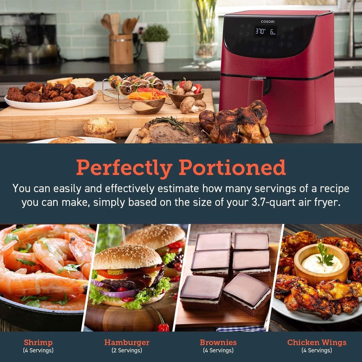 Cosori CP158 AFRXR 5.5L Heteluchtfriteuse Rood