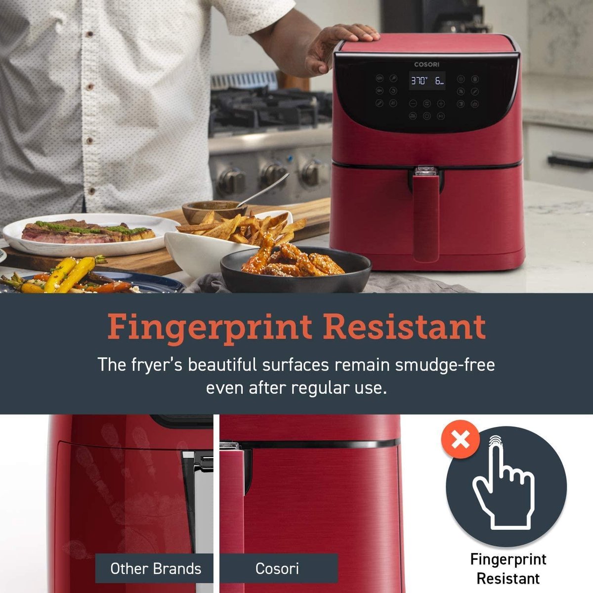 Cosori CP158 AFRXR 5.5L Heteluchtfriteuse Rood