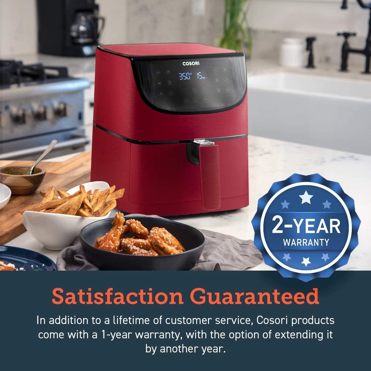 Cosori CP158 AFRXR 5.5L Heteluchtfriteuse Rood