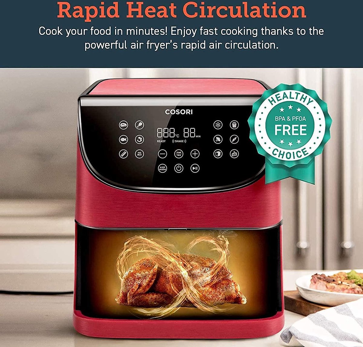 Cosori CP158 AFRXR 5.5L Heteluchtfriteuse Rood