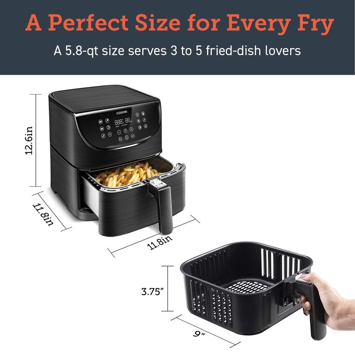 Cosori CP158 AFRXW Heteluchtfriteuse 5.5L Wit
