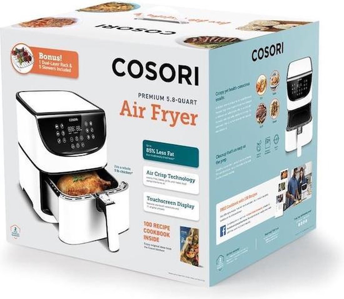 Cosori CP158 AFRXW Heteluchtfriteuse 5.5L Wit