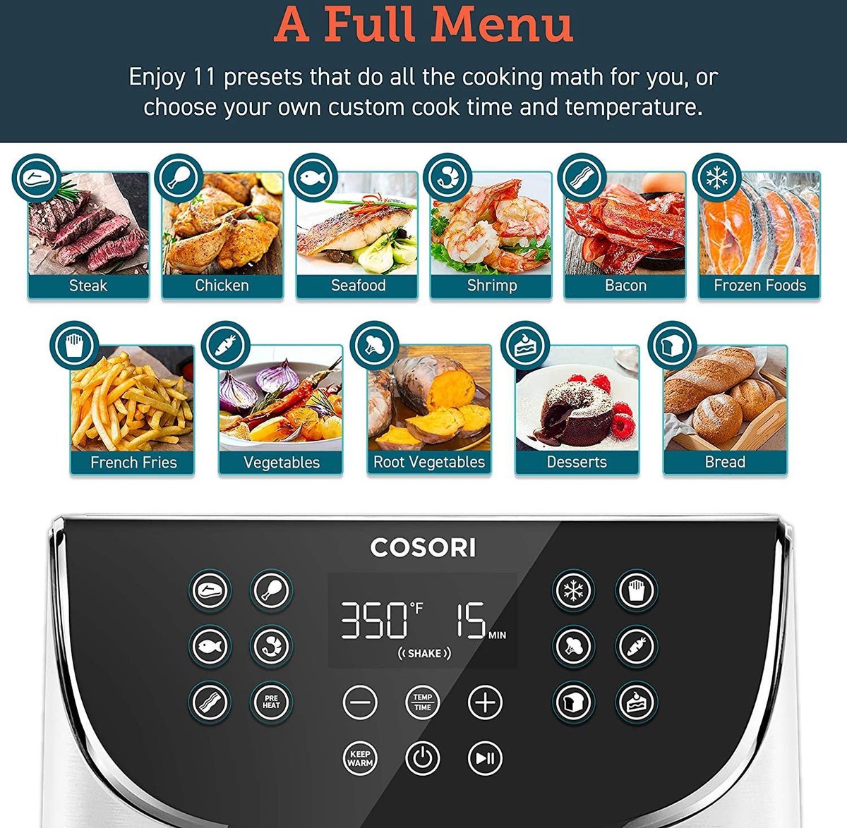 Cosori CP158 AFRXW Heteluchtfriteuse 5.5L Wit