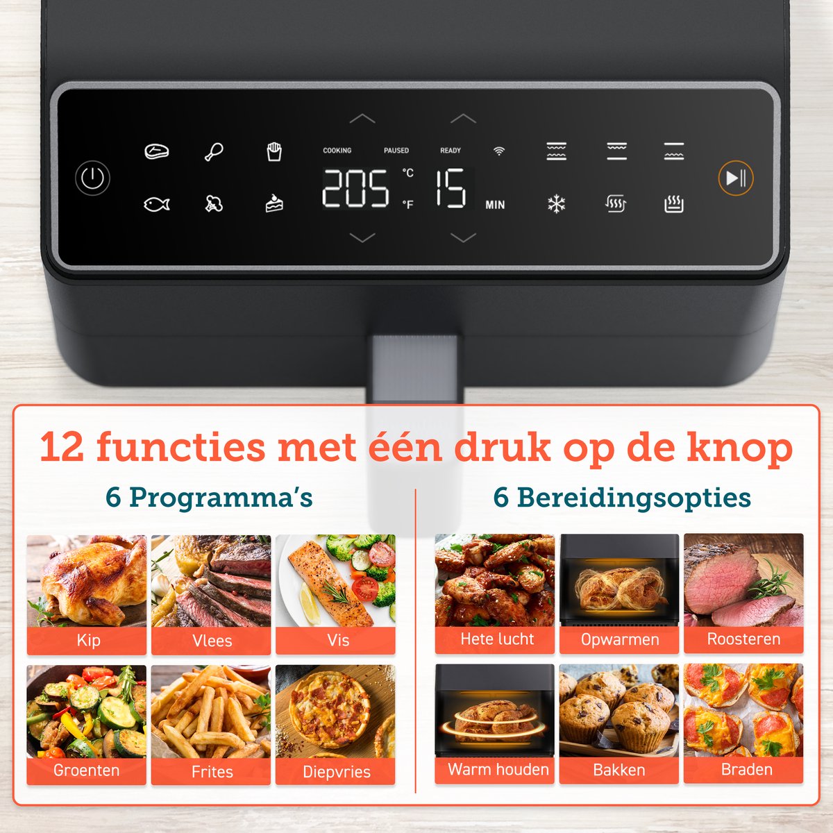 Cosori Dual Blaze II Airfryer XXL 6.4L Antraciet