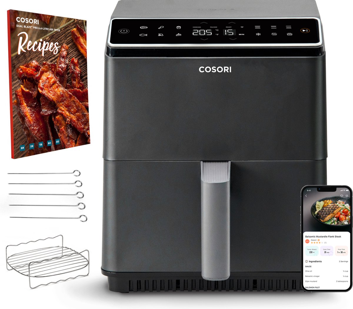 Cosori Dual Blaze II Airfryer XXL 6.4L Antraciet