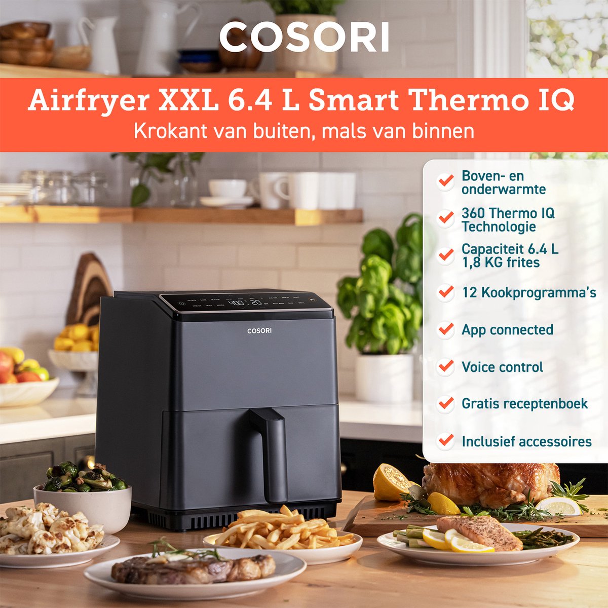 Cosori Dual Blaze XXL Heteluchtfriteuse Antraciet
