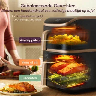 Cosori Turbo Tower Pro XXL Airfryer 10.8L met 2 manden