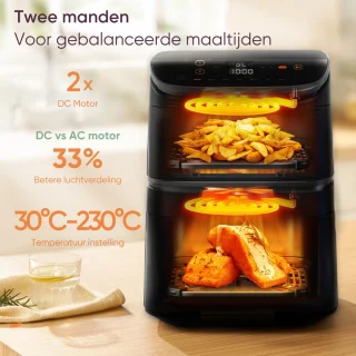 Cosori XXL Airfryer Turbo Tower 10.8L dual manden