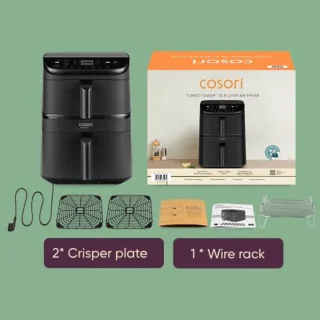 Cosori XXL Airfryer Turbo Tower 10.8L dual manden