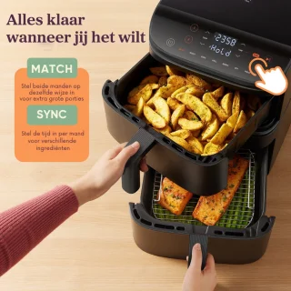 Cosori XXL Airfryer Turbo Tower 10.8L dual manden