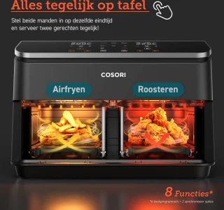 Cosori XXL Dual Basket Airfryer 8.5L Zwart