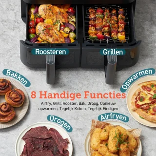 Cosori XXL Dual Basket Airfryer 8.5L Zwart