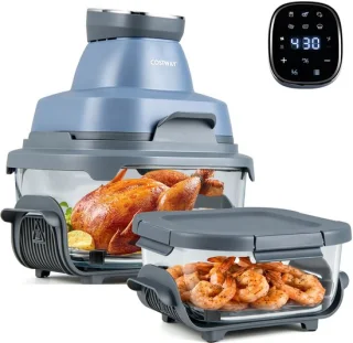 Costway draagbare heteluchtfriteuse 4 liter blauw