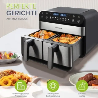 COVREO dubbele heteluchtfriteuse 10L zwart
