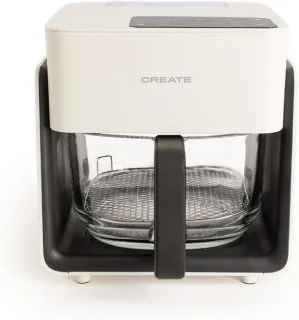 CREATE Air Fryer Mist Oil Free Fryer, 4.2 L, Steam Emission, Off White, Capacity 5-6 Servings, 6 Programs, Glass Bowl, Time and Temperature Control, 1300 W