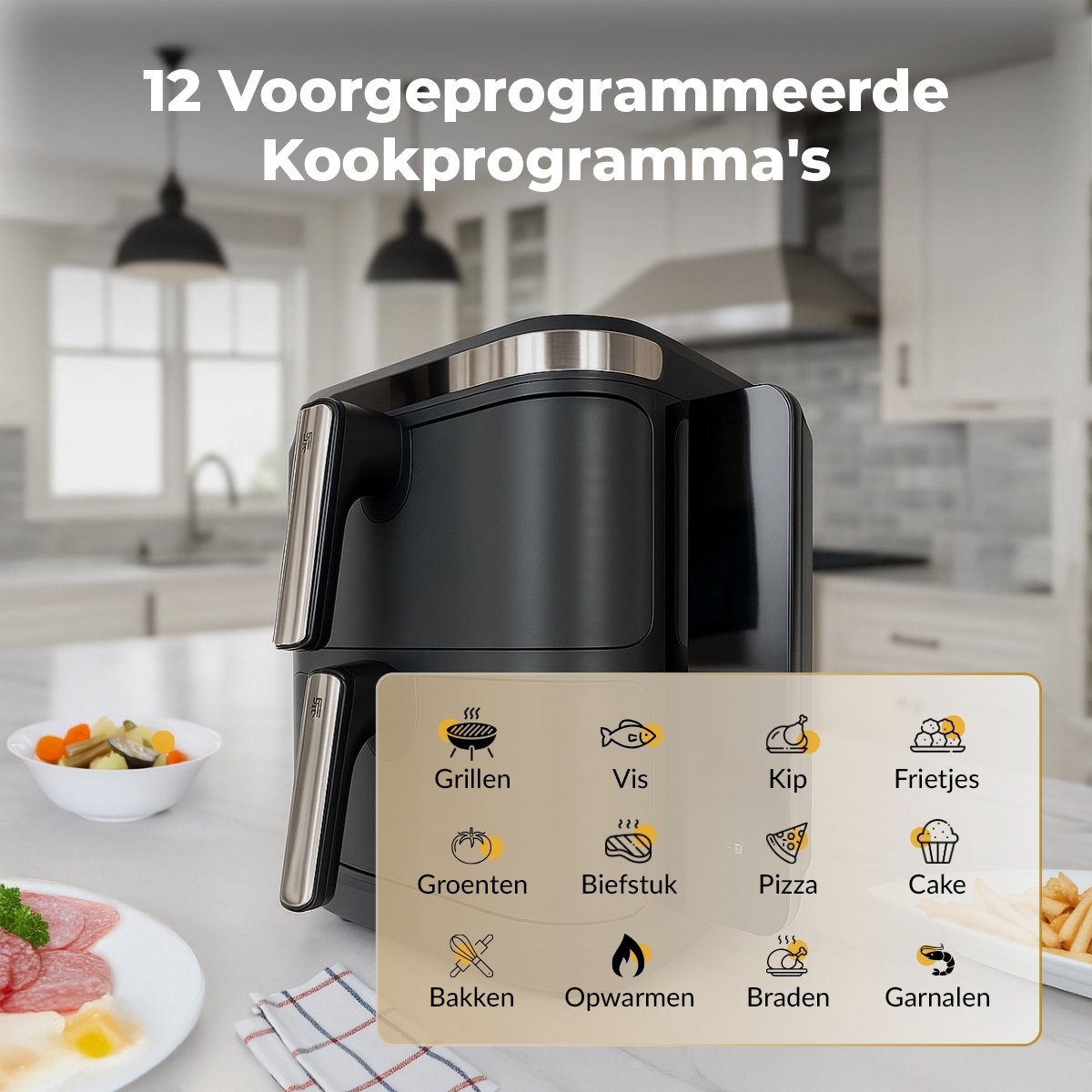 DCG Airfryer XXL met dubbele lades 11L grijs