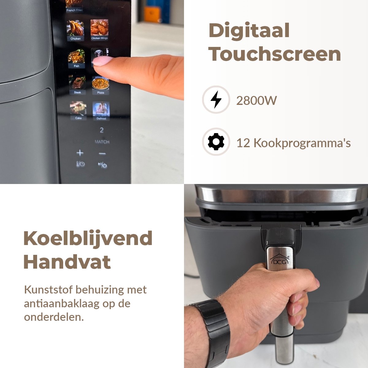 DCG Airfryer XXL met dubbele lades 11L grijs