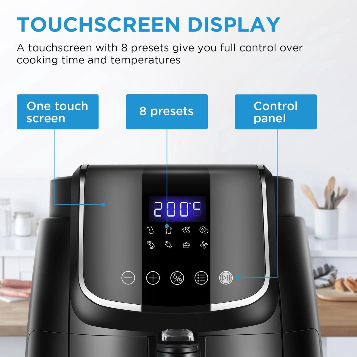 Digitale Airfryer 4L met Grillrack 1500W Zwart