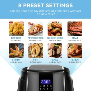 Digitale Airfryer 4L met Grillrack 1500W Zwart
